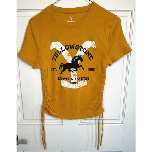 Yellowstone Tops - Yellowstone Dutton Ranch Women's Baby T-shirt Sz L Ruched Sides Cowgirl Western